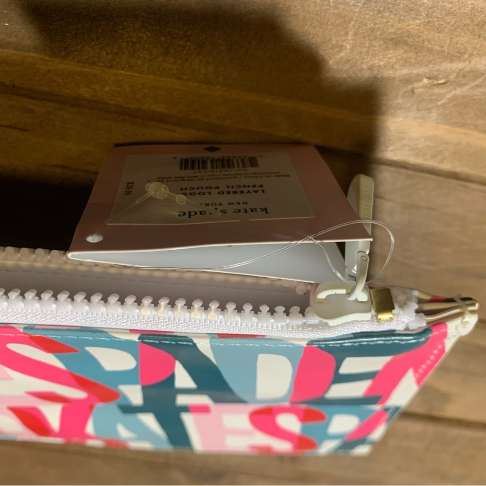 Kate Spade ♠️ Layered Logo Pencil Pouch NWT 2 Pencils, Sharpener, Eraser, Ruler - Picture 9 of 12